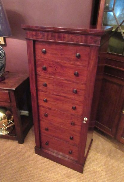 Fine Antique Figured Mahogany Wellington Chest