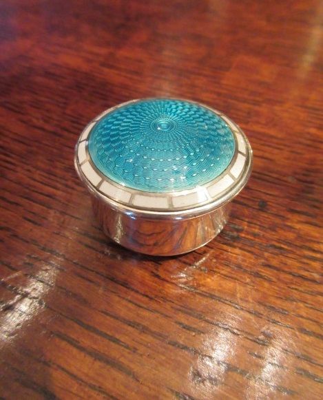 Antique Silver & Turquoise Enamel Trinket Box