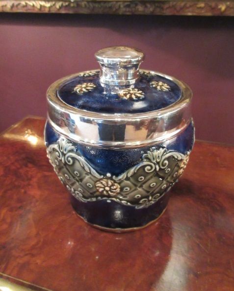 Royal Doulton Silver Rimmed Tea Caddy
