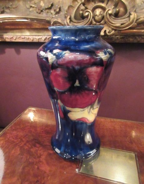 Antique Moorcroft Pansy on Blue Ground Vase