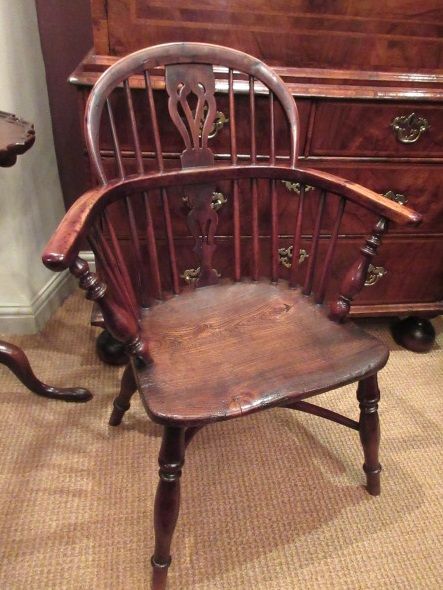Antique Yew Low Back Windsor Armchair