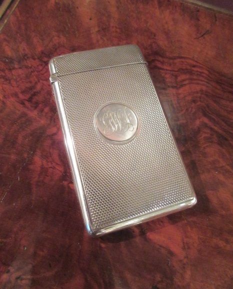 Victorian Antique Silver Engine Turned Card Case