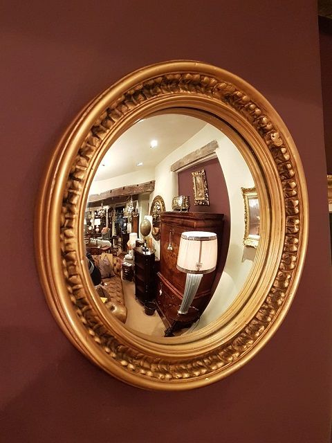 Edwardian Antique Gilt Convex Wall Mirror