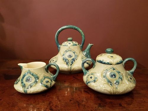 Antique Moorcroft Mcintyre Peacock Feathers Teaset