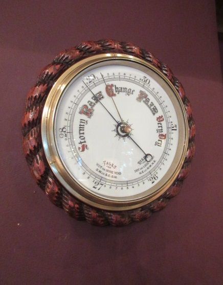 Large Antique Polished Oak Ship's Barometer