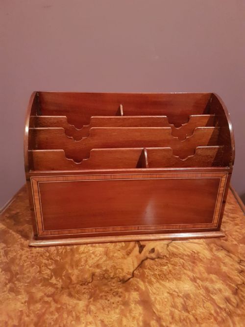 Fine Quality Antique Mahogany Inlaid Waterfall Letter Rack