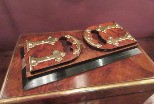 Superb Antique Figured Walnut Betjemann's Bookslide
