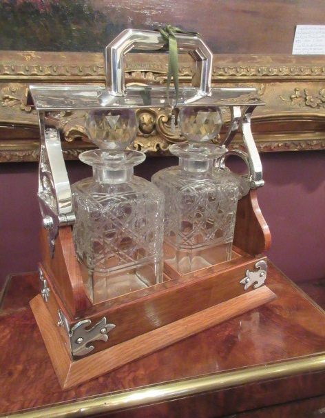Unusual Antique Silvered Split Folding Tantalus