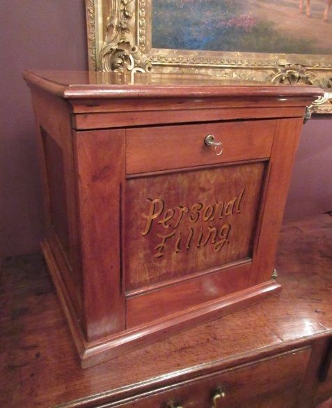 Antique Walnut Three Drawer Filing Cabinet
