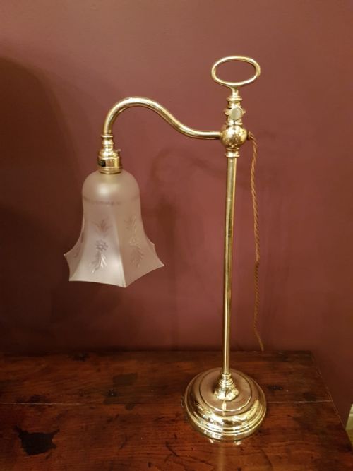 Elegant Antique Brass Rise and Fall Table Lamp