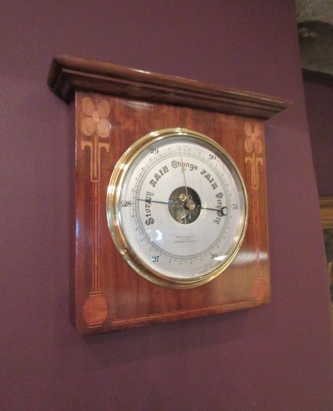 Art Nouveau Antique Inlaid Mahogany Barometer