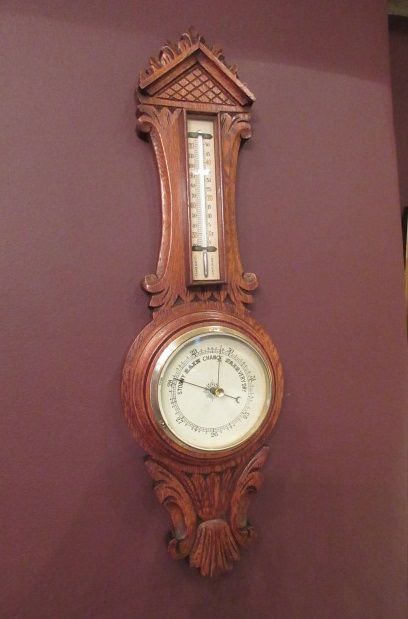 Small Antique Polished Oak Banjo Barometer
