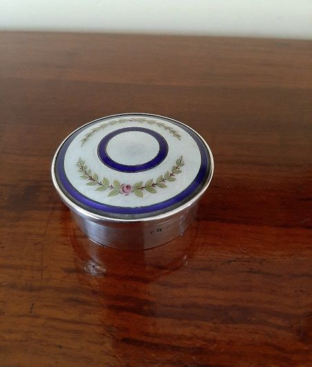 Edwardian Antique Silver Enamel Trinket Box