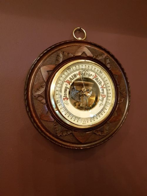 Antique Carved Mahogany Victorian Barometer