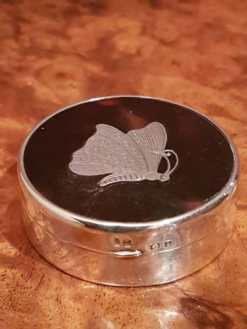 Edwardian Antique Silver & Tortoiseshell Butterfly Motif Ring Box