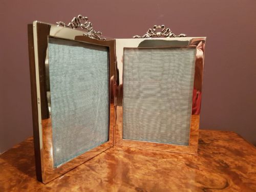 Antique Edwardian Silver Double Photo Frame