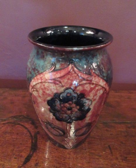 Antique Moorcroft Paneled Florian Flambe Vase