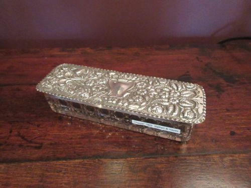Large Edwardian Antique Silver Topped Table Box