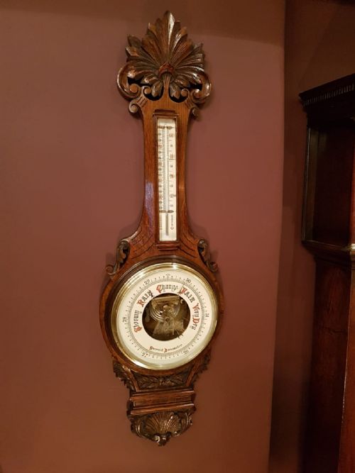 Antique Victorian Skeleton Movement Banjo Barometer