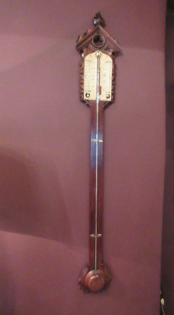 Antique Oak & Rosewood Mercury Stick Barometer