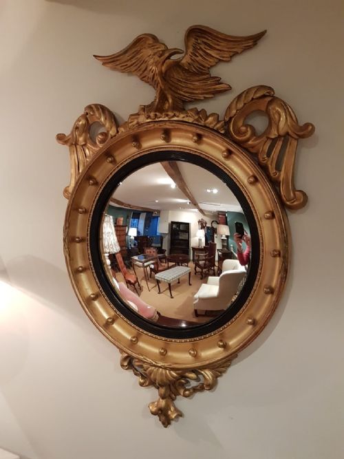 Superb Victorian Timber Gilt Convex Mirror