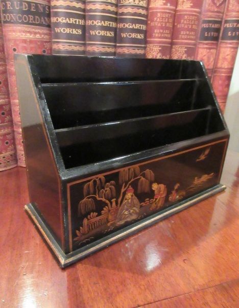 Antique Chinoiserie Lacquered Letter Rack