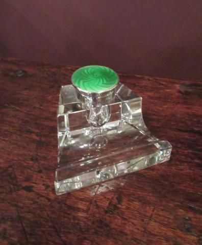 Edwardian Period Silver & Enamel Inkstand