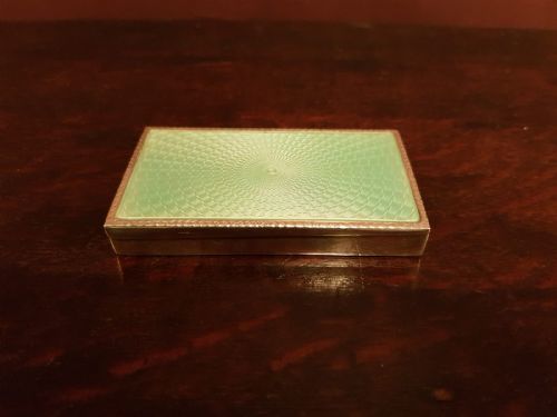 Superb Antique Engine Turned Enamel Silver Card Case