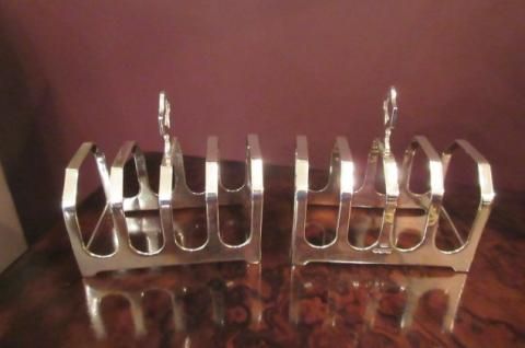 Pair of George VI Period Silver Toast Racks