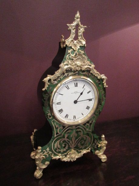 Antique Boulle Inlaid 8 Day Mantel Clock