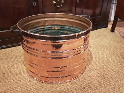 Antique Copper Country House Log Bin