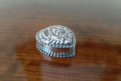 Antique Silver Heart Shaped Trinket Box