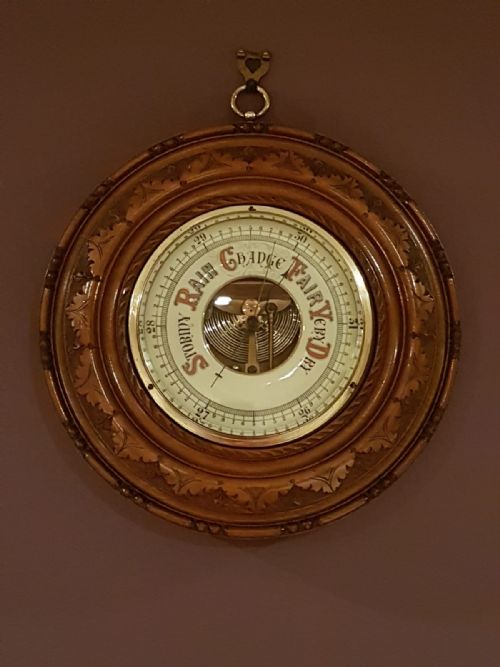 Superb Large Victorian Carved Walnut Skeletonised Android Barometer
