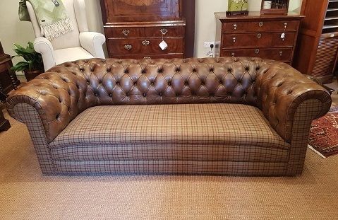 Superb Antique Leather Buttoned Chesterfield Sofa