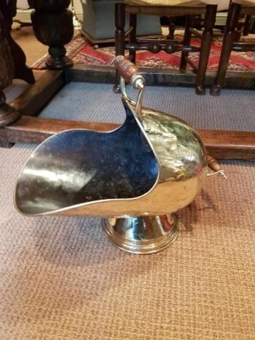 Victorian Engraved Brass Coal Scuttle