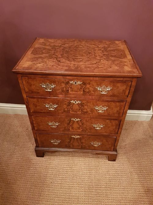 Superb Small Victorian Burr Walnut Chest of Drawers