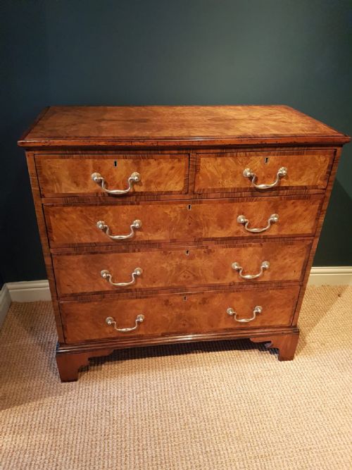 Superb Antique George III Burr Walnut Chest of Drawers