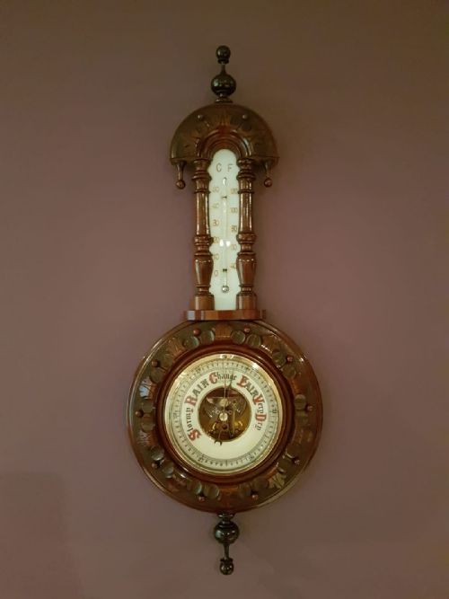 Antique Polished Mahogany Pendant Barometer