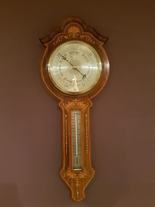 Superb Antique Rosewood Sheraton Inlaid Barometer