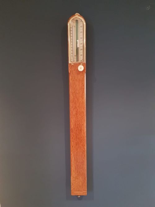 Antique Polished Oak Miner's Stick Barometer