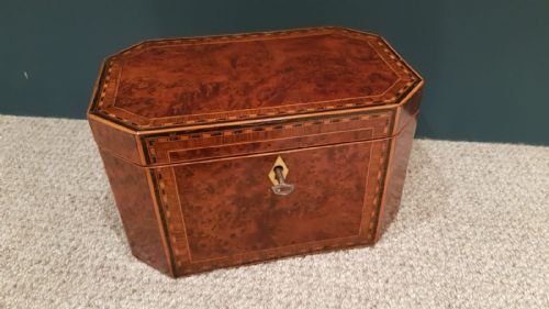 Superb Antique Regency Burr Yew Tea Caddy