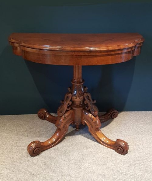 Fine Antique Burr Walnut Fold Over Top Table