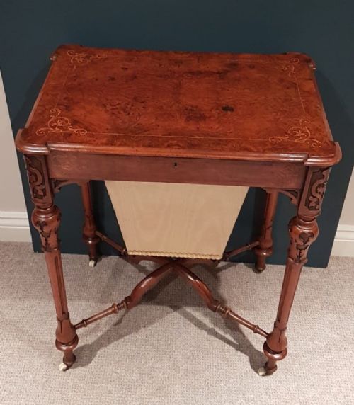 Fine Quality Mid Victorian Burr Walnut Work Table