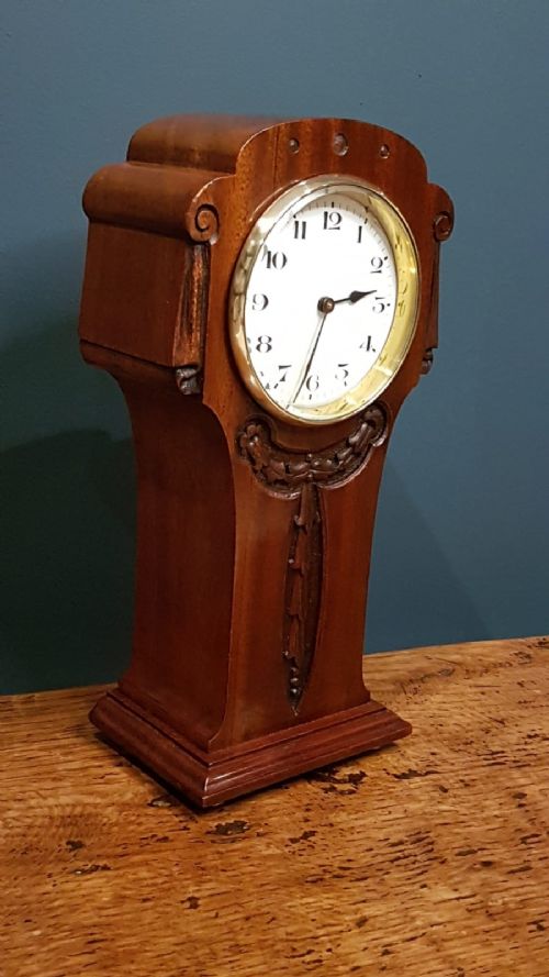 Edwardian Carved Front Mantel Clock