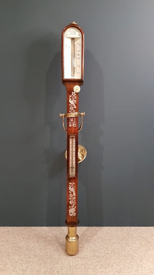 Early Victorian Rosewood Marine Stick Barometer and Gimble