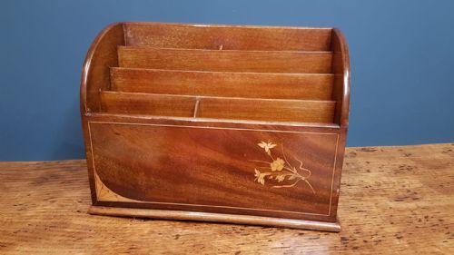 Late Victorian Inlaid Mahogany Stationary Rack