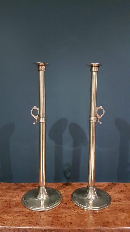 Superb Pair of Large George III Brass Candlesticks