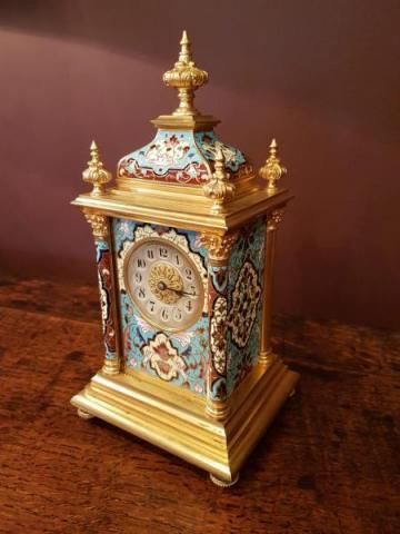 E. M & Co. Paris Champleve Enamel Clock