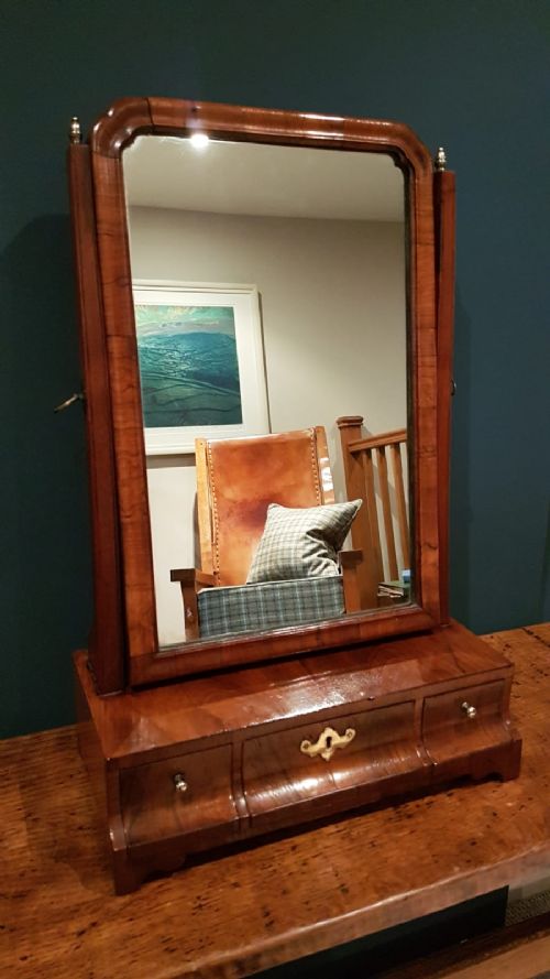 Small Antique Walnut George I Mirror