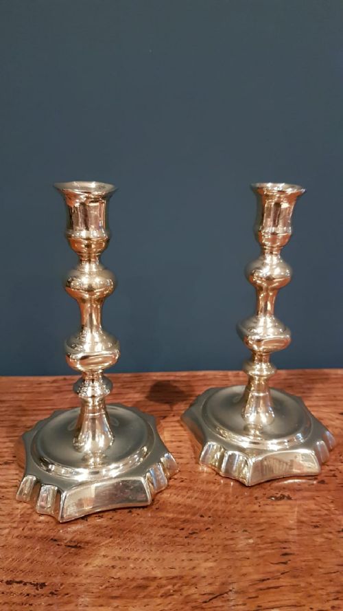 Pair of Antique George III Period Seamed Brass Candlesticks